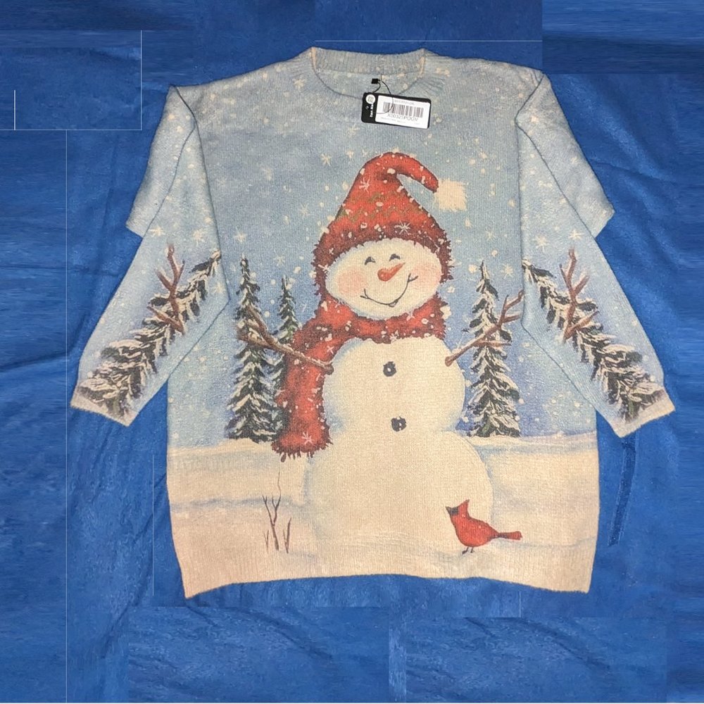 Yesno NEW Snowman Sweater  2xl xxl  Long Sleeve Warm Cotton Wool Blend